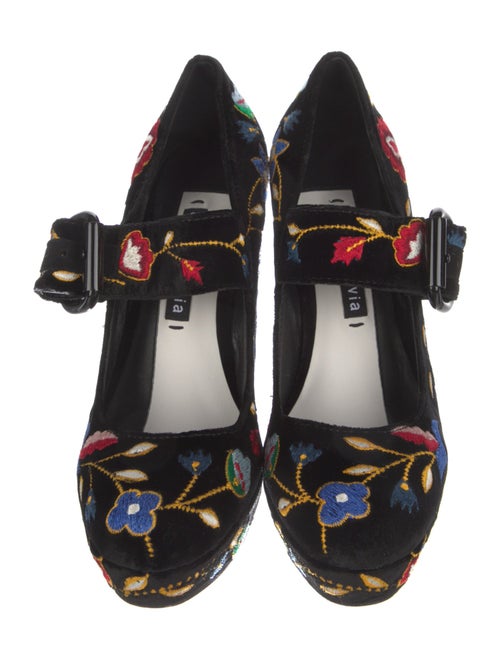 Alice + Olivia Velvet Floral Print Pumps
