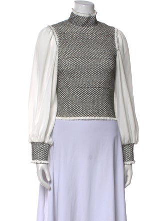 Alice + Olivia Printed Mock Neck Top