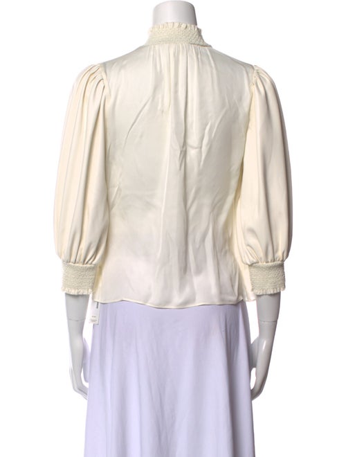 Alice + Olivia Mock Neck Three-Quarter Sleeve Button-Up Top