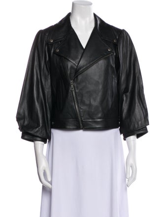 Alice + Olivia Lamb Leather Biker Jacket