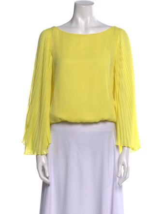 Alice + Olivia Bateau Neckline Three-Quarter Sleeve Crop Top