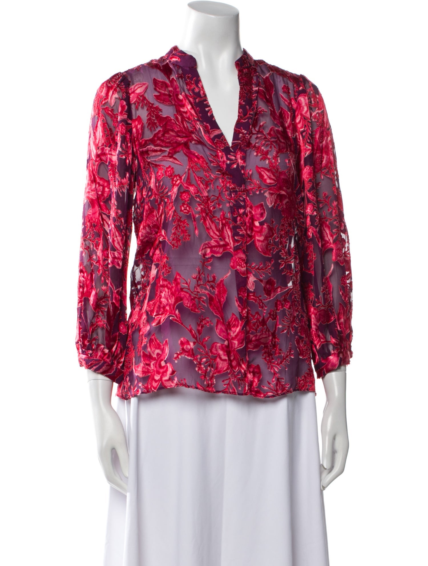Alice + Olivia Floral Print V-Neck Blouse