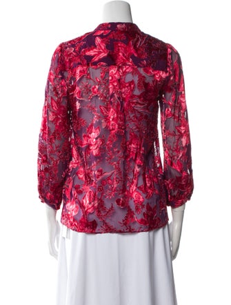 Alice + Olivia Floral Print V-Neck Blouse