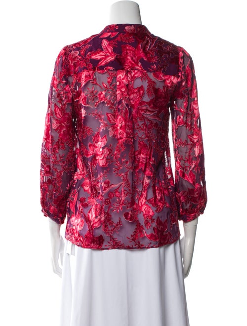 Alice + Olivia Floral Print V-Neck Blouse