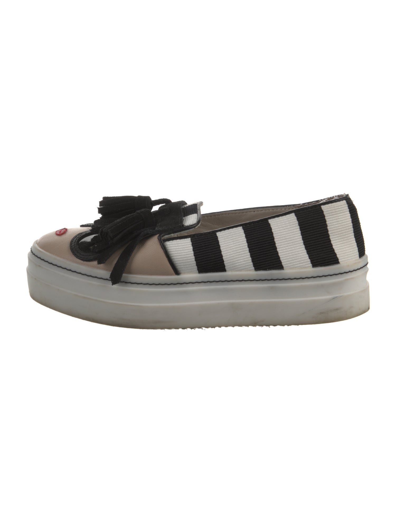Alice + Olivia Leather Striped Slingback Flats