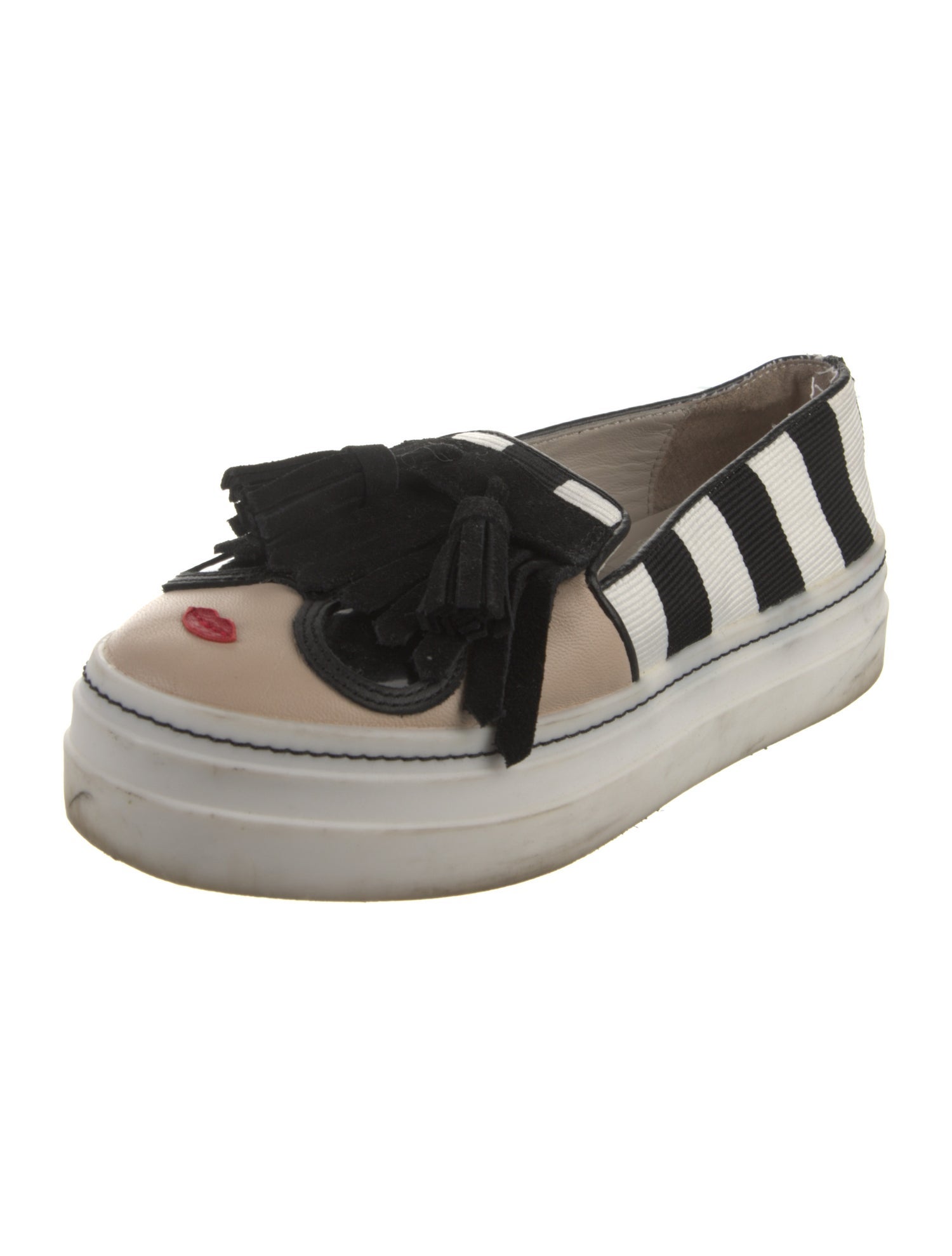 Alice + Olivia Leather Striped Slingback Flats