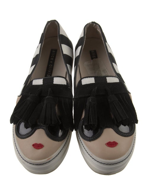 Alice + Olivia Leather Striped Slingback Flats