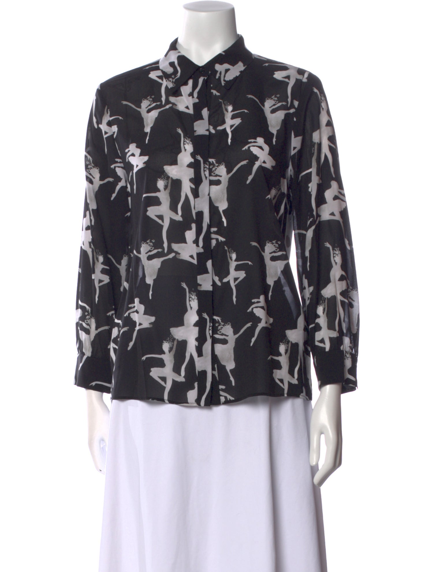 Alice + Olivia Floral Print Long Sleeve Button-Up Top