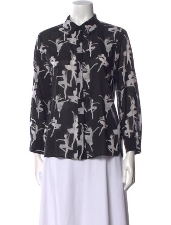 Alice + Olivia Floral Print Long Sleeve Button-Up Top