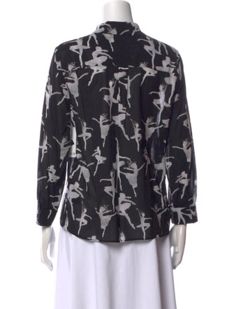Alice + Olivia Floral Print Long Sleeve Button-Up Top
