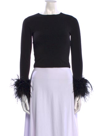 Alice + Olivia Bateau Neckline Long Sleeve Crop Top