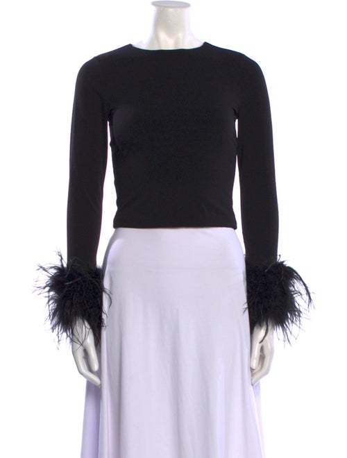 Alice + Olivia Bateau Neckline Long Sleeve Crop Top