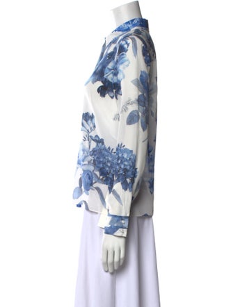 Alice + Olivia Silk Floral Print Button-Up Top