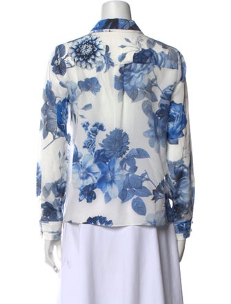 Alice + Olivia Silk Floral Print Button-Up Top