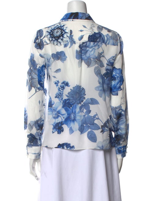 Alice + Olivia Silk Floral Print Button-Up Top