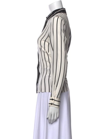 Alice + Olivia Silk Striped Button-Up Top