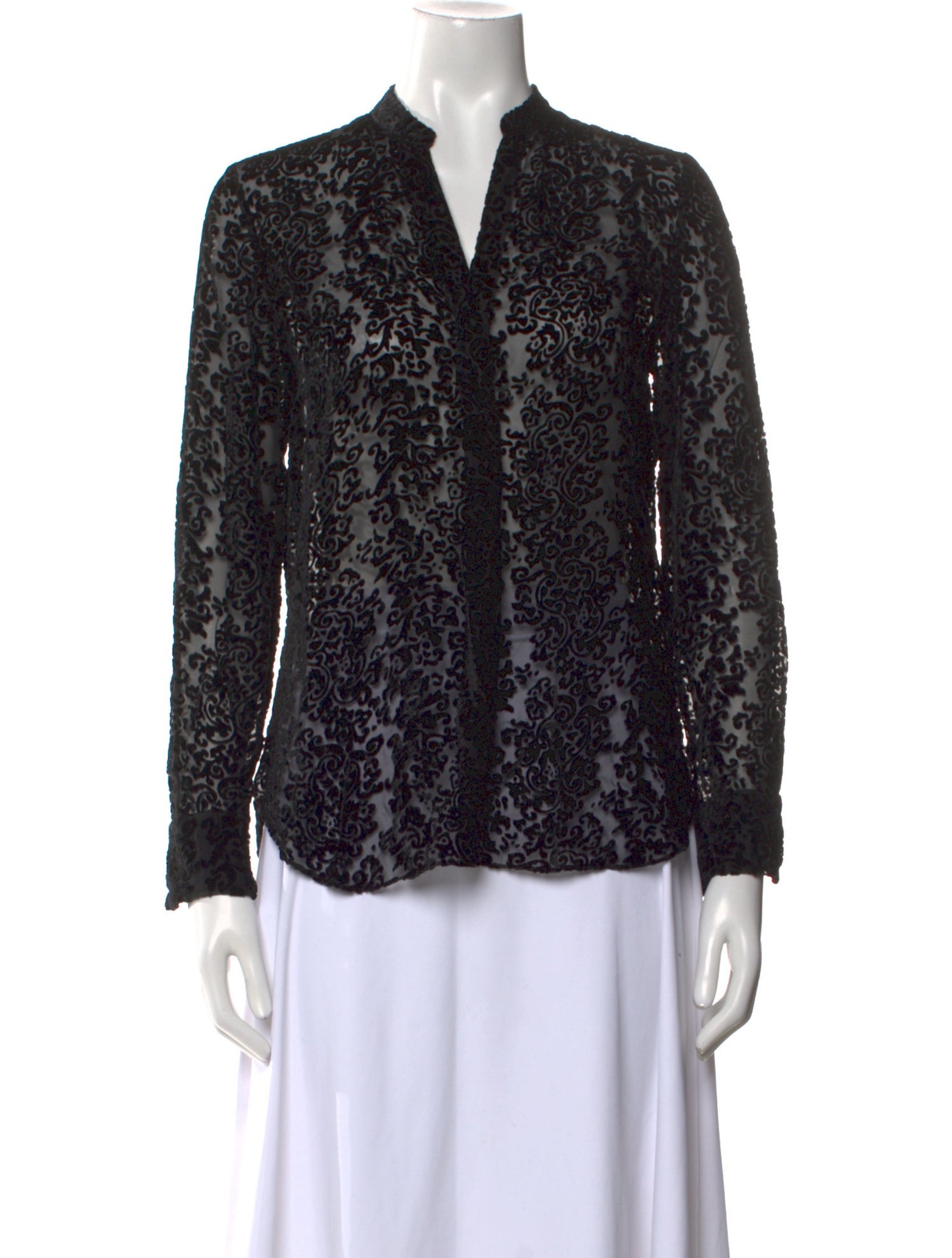 Alice + Olivia Lace Pattern V-Neck Blouse