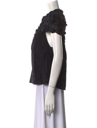 Alice + Olivia Crew Neck Short Sleeve Button-Up Top