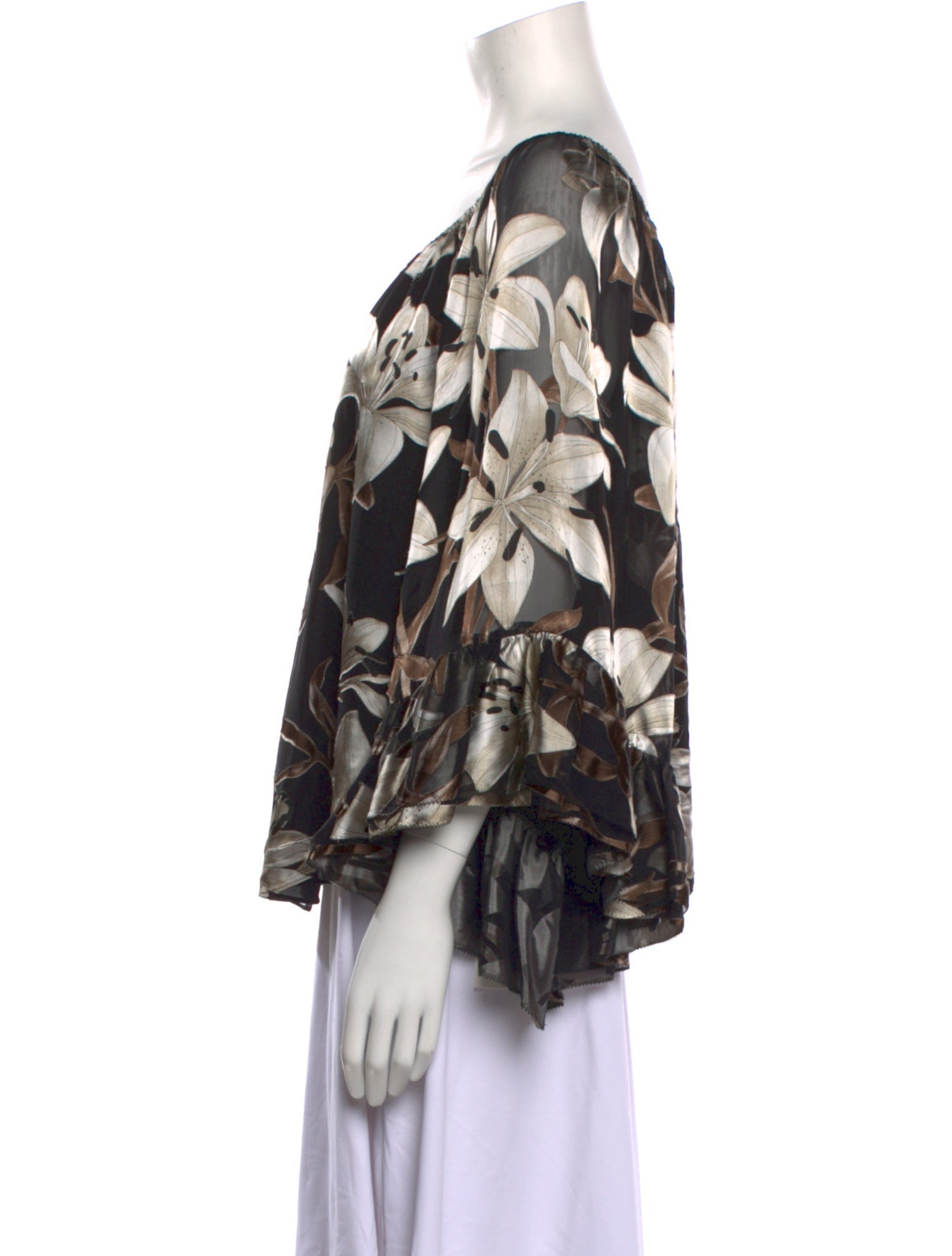 Alice + Olivia Floral Print Scoop Neck Blouse