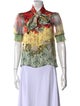 Alice + Olivia Floral Print Tie Neck Blouse