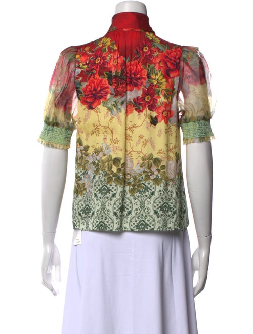 Alice + Olivia Floral Print Tie Neck Blouse