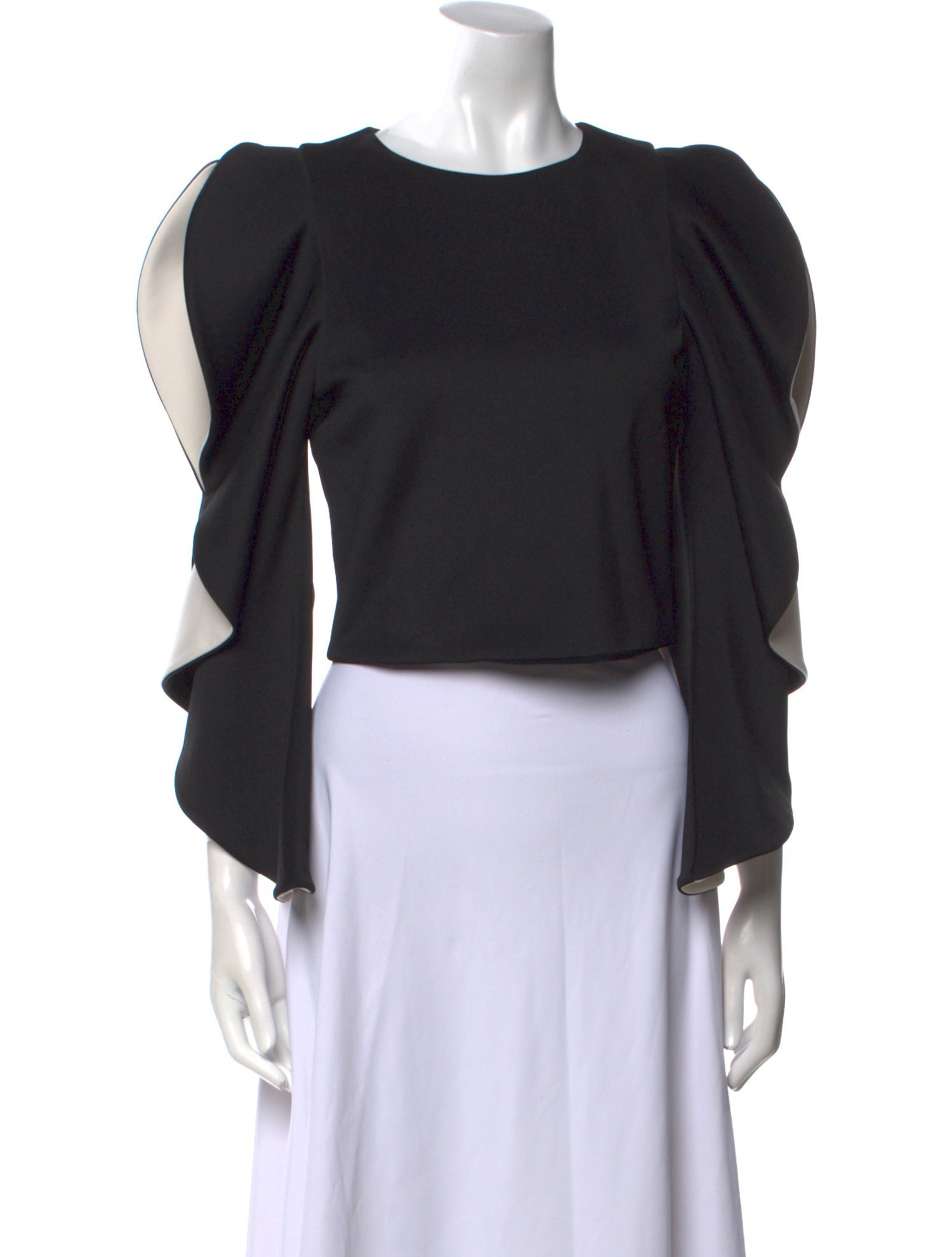 Alice + Olivia Bateau Neckline Three-Quarter Sleeve Crop Top