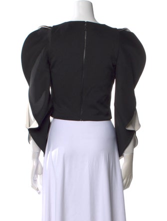 Alice + Olivia Bateau Neckline Three-Quarter Sleeve Crop Top