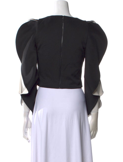 Alice + Olivia Bateau Neckline Three-Quarter Sleeve Crop Top