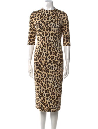 Alice + Olivia Animal Print Midi Length Dress