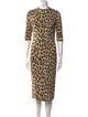 Alice + Olivia Animal Print Midi Length Dress