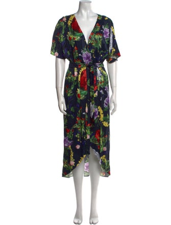 Alice + Olivia Floral Print Midi Length Dress
