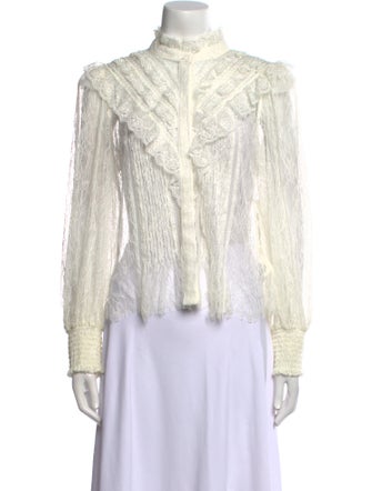 Alice + Olivia Mock Neck Long Sleeve Blouse