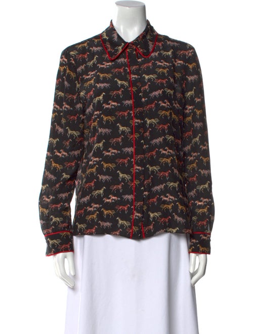 Alice + Olivia Silk Printed Button-Up Top