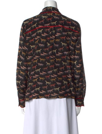 Alice + Olivia Silk Printed Button-Up Top