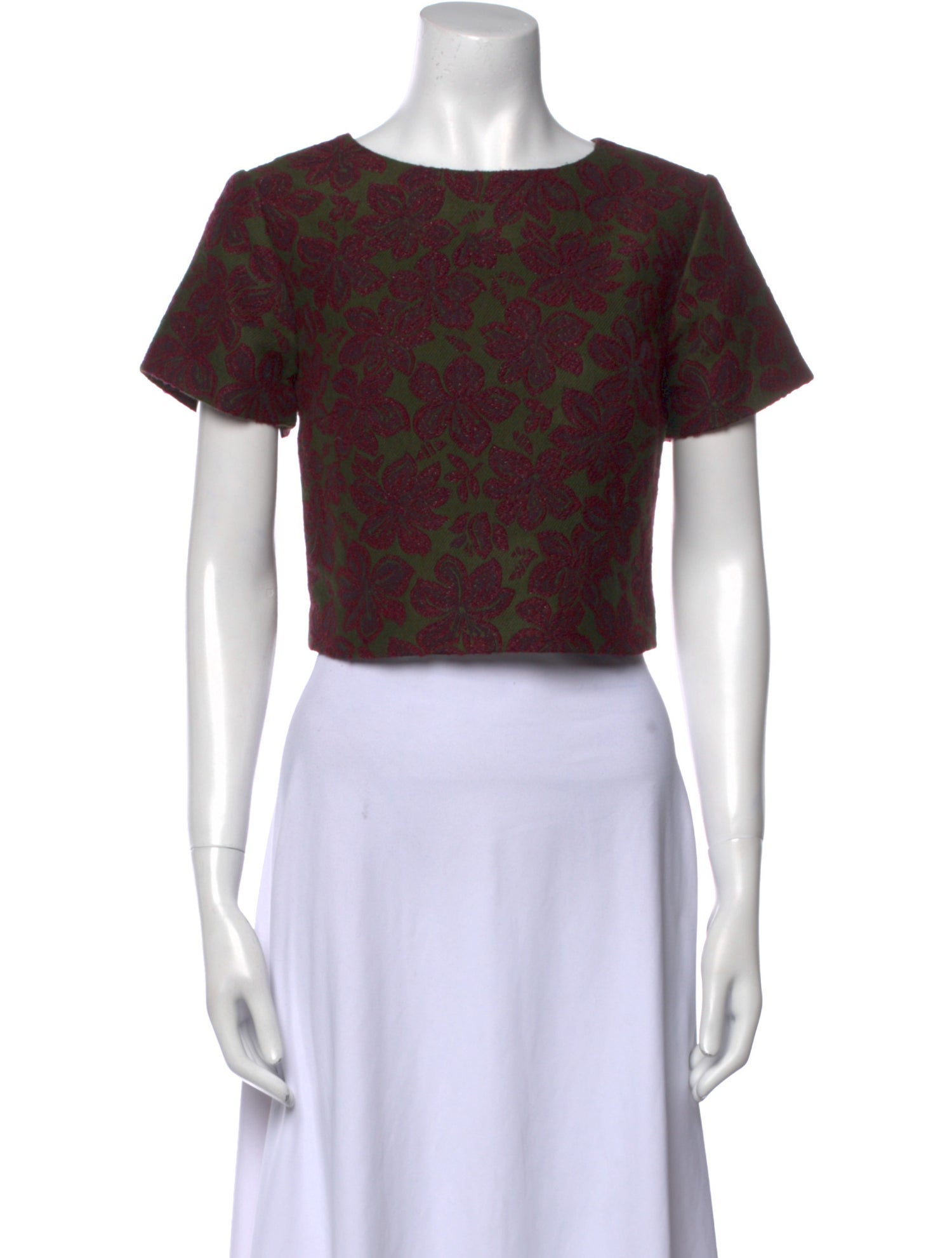 Alice + Olivia Floral Print Scoop Neck Crop Top