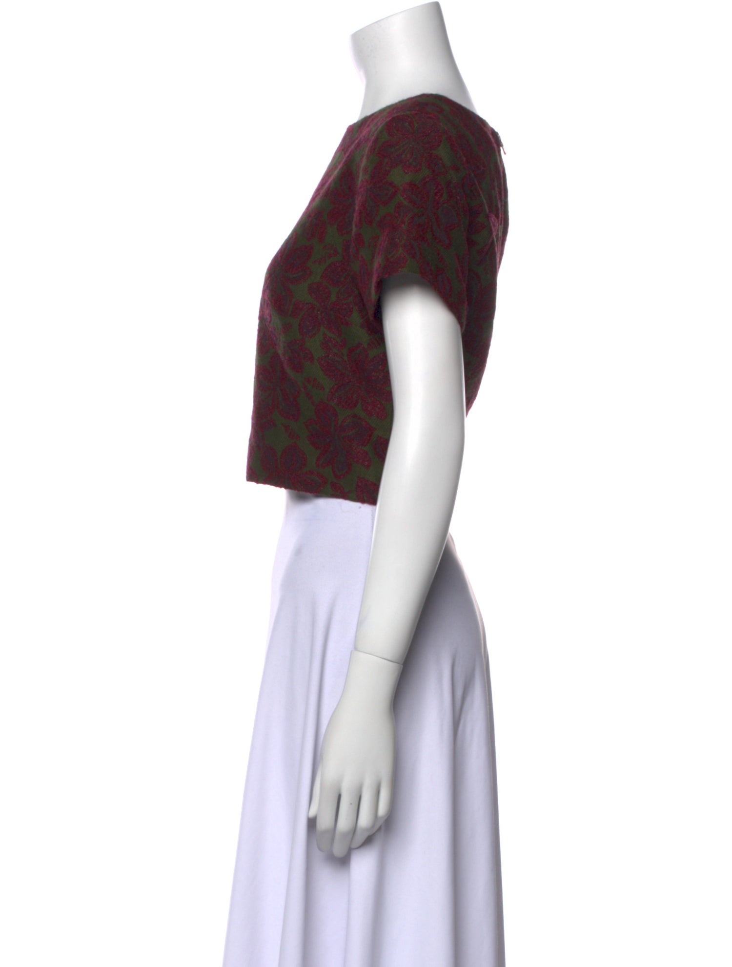 Alice + Olivia Floral Print Scoop Neck Crop Top