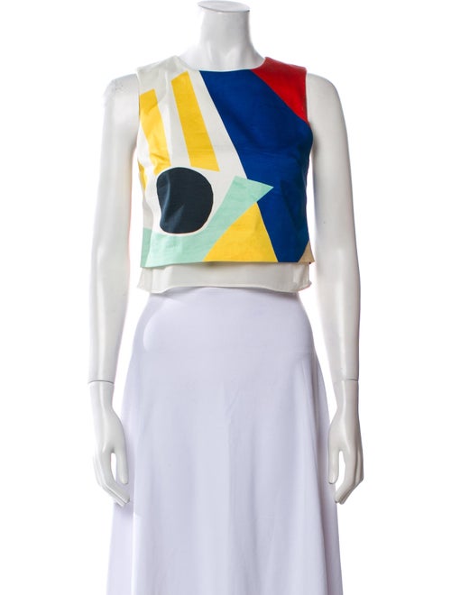 Alice + Olivia Printed Crew Neck Crop Top