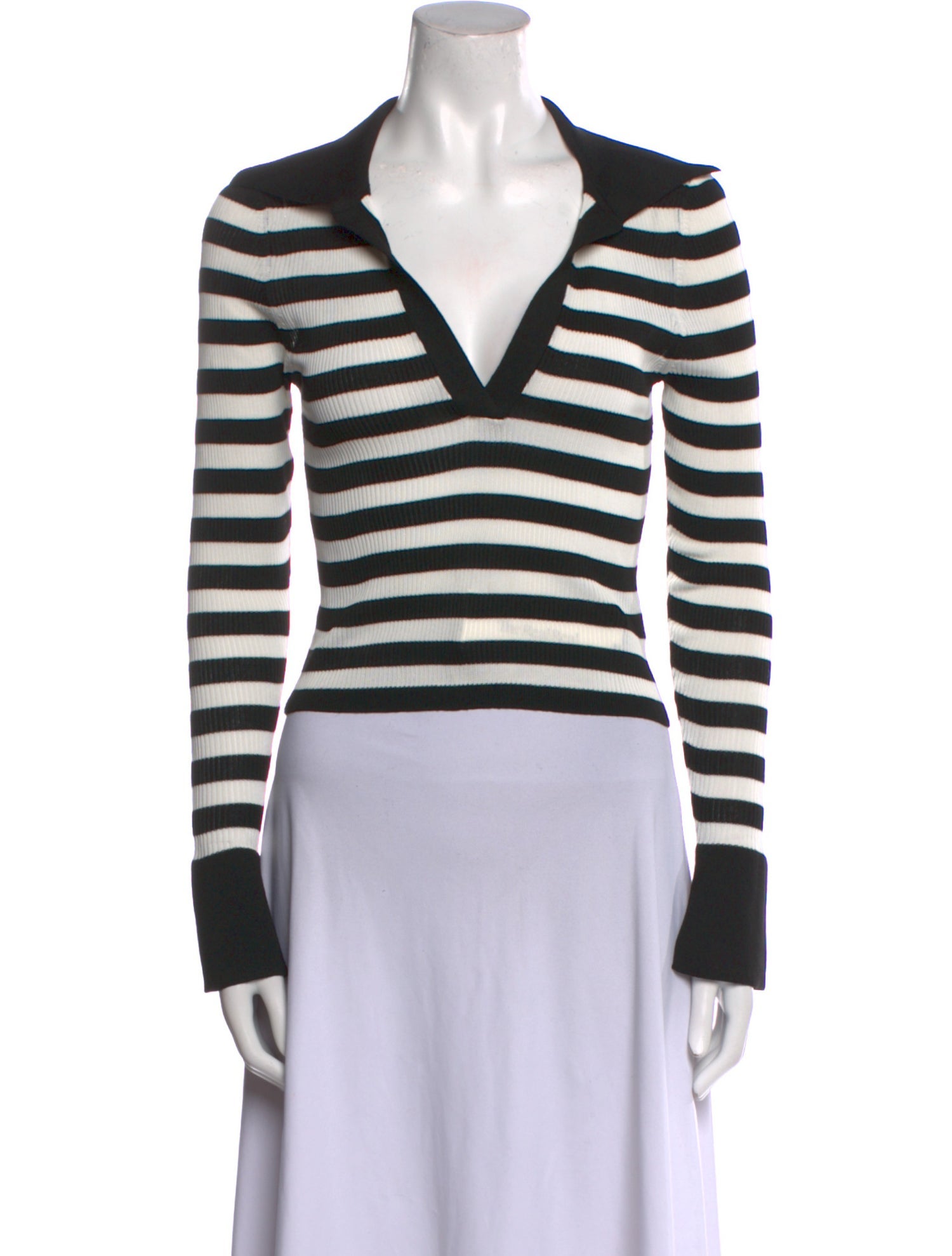 Alice + Olivia Striped Long Sleeve Polo