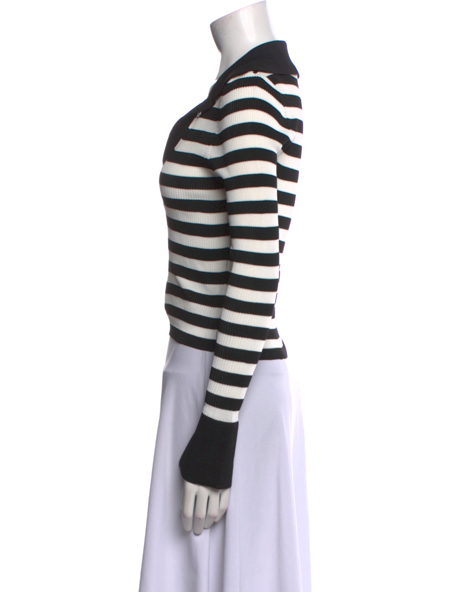 Alice + Olivia Striped Long Sleeve Polo