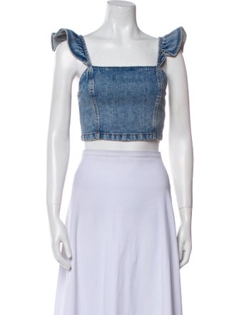 Alice + Olivia Square Neckline Sleeveless Crop Top