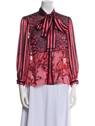Alice + Olivia Printed Long Sleeve Blouse
