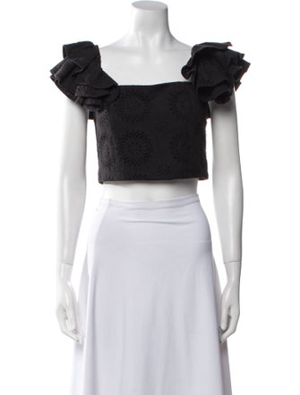 Alice + Olivia Square Neckline Short Sleeve Crop Top