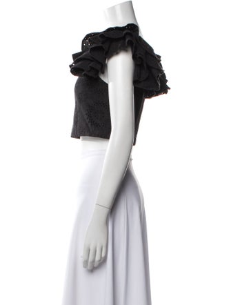 Alice + Olivia Square Neckline Short Sleeve Crop Top