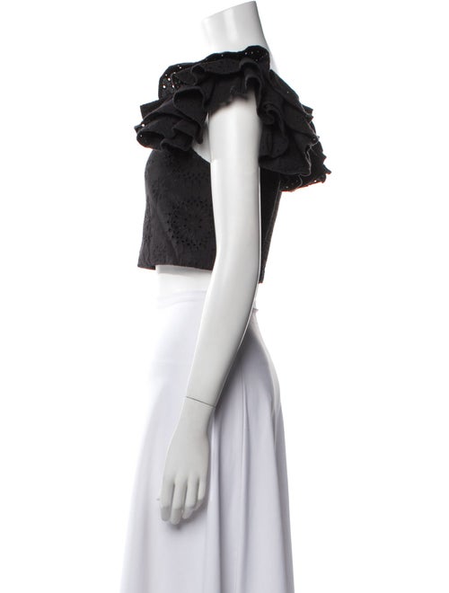 Alice + Olivia Square Neckline Short Sleeve Crop Top