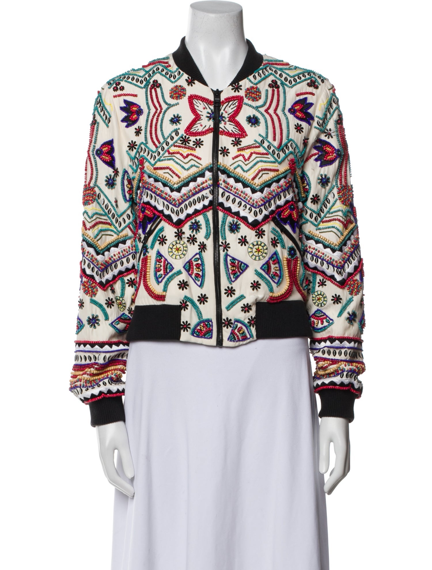 Alice + Olivia Silk Printed Bomber Jacket