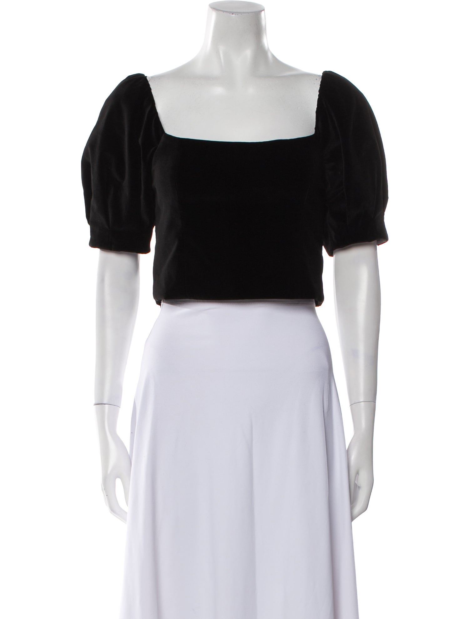 Alice + Olivia Square Neckline Short Sleeve Crop Top
