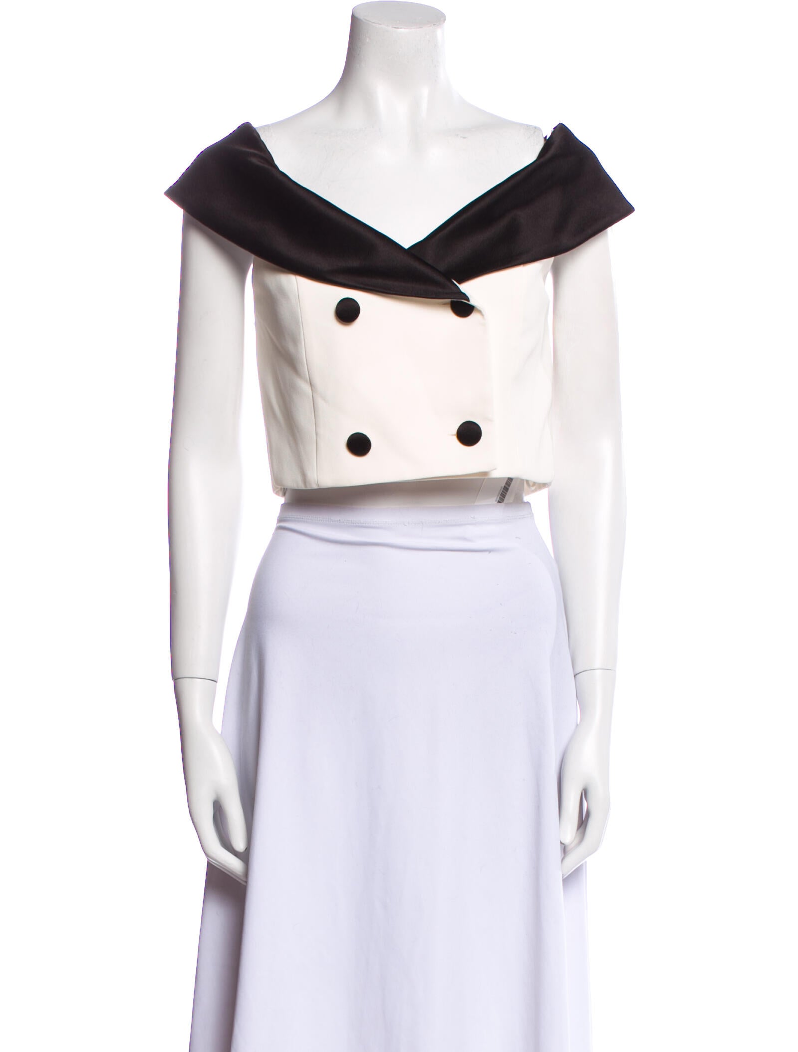 Alice + Olivia Colorblock Pattern Off-The-Shoulder Crop Top w/ Tags