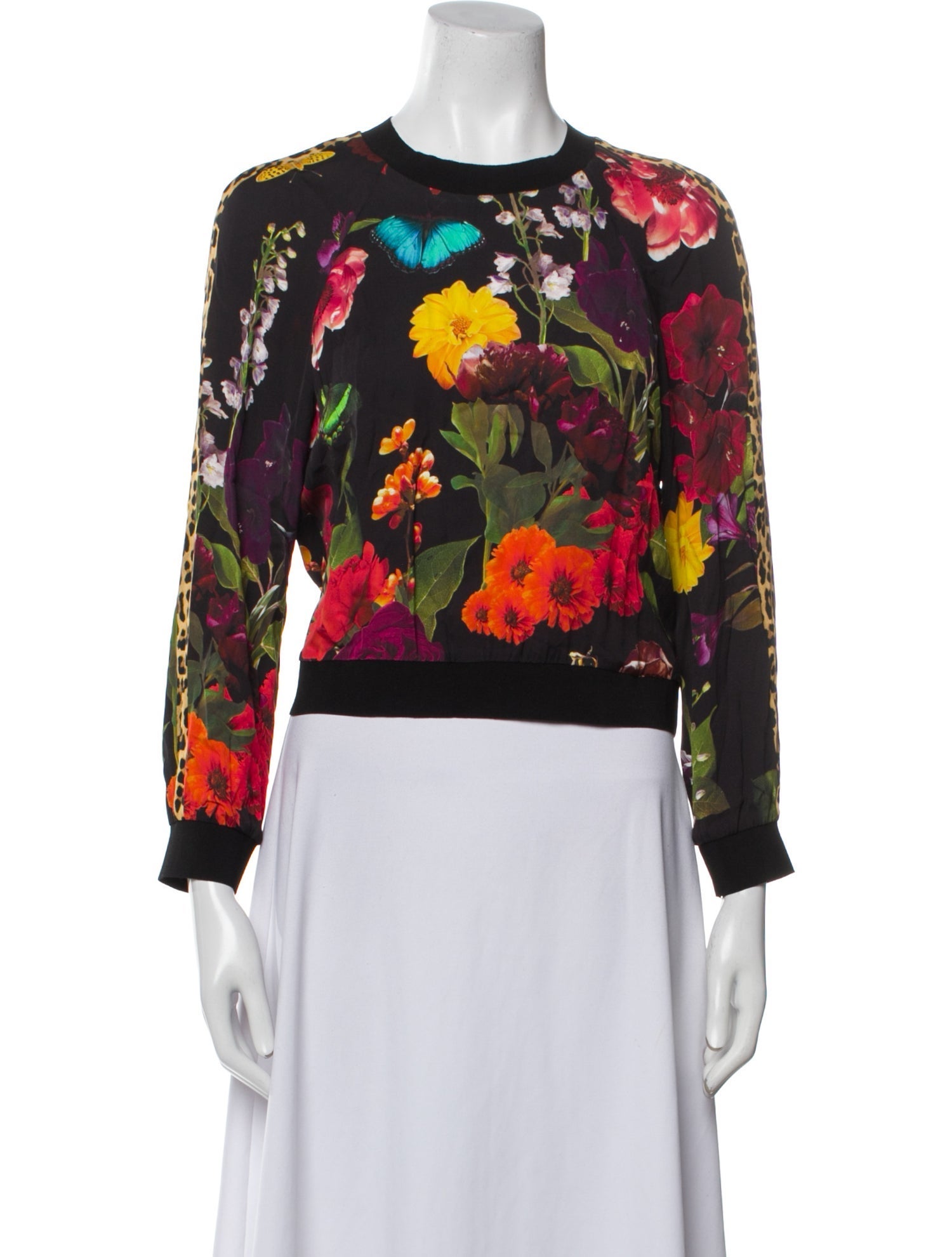 Alice + Olivia Floral Print Crew Neck Sweatshirt