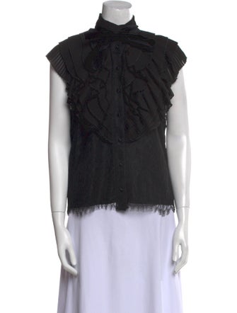 Alice + Olivia Nylon Mock Neck Blouse