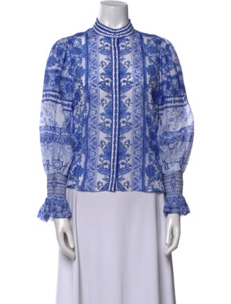 Alice + Olivia Printed Mock Neck Blouse